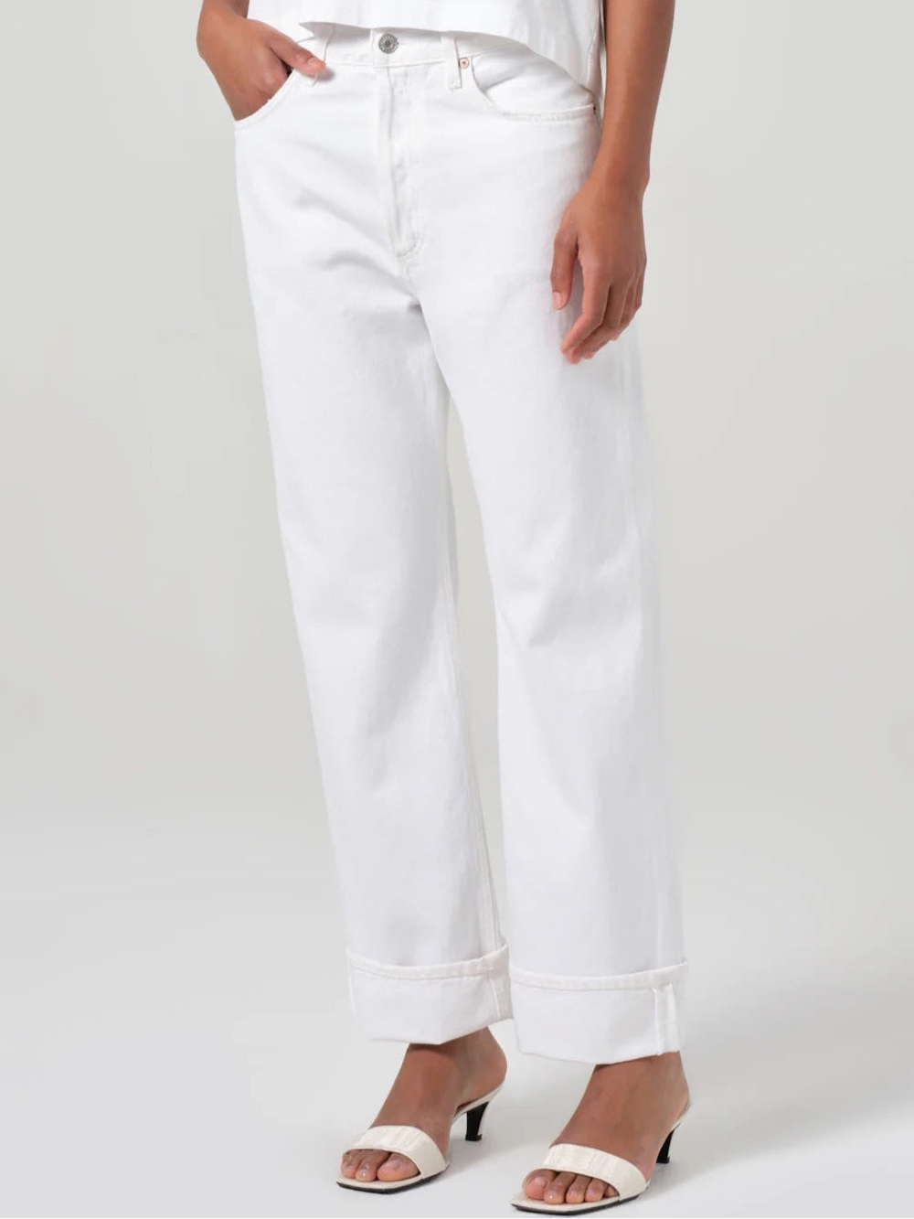 Agolde Fran Low Slung Easy Straight
Jeans in Milkshake Off White Button Fly NEW - Picture 3 of 16